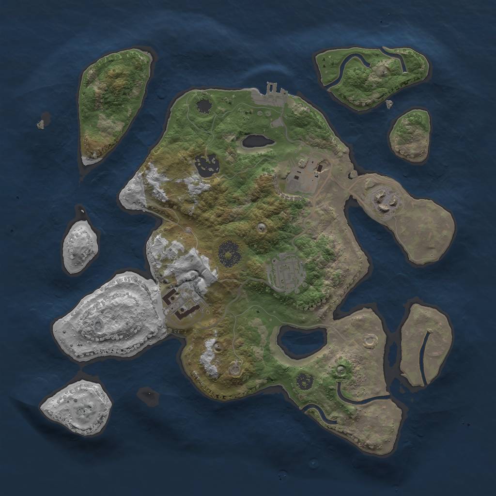 Rust Map: Procedural Map, Size: 3000, Seed: 1735914708, 8 Monuments