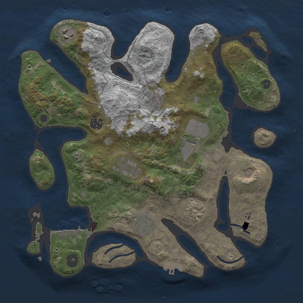 Rust Map: Procedural Map, Size: 3500, Seed: 261553486, 13 Monuments