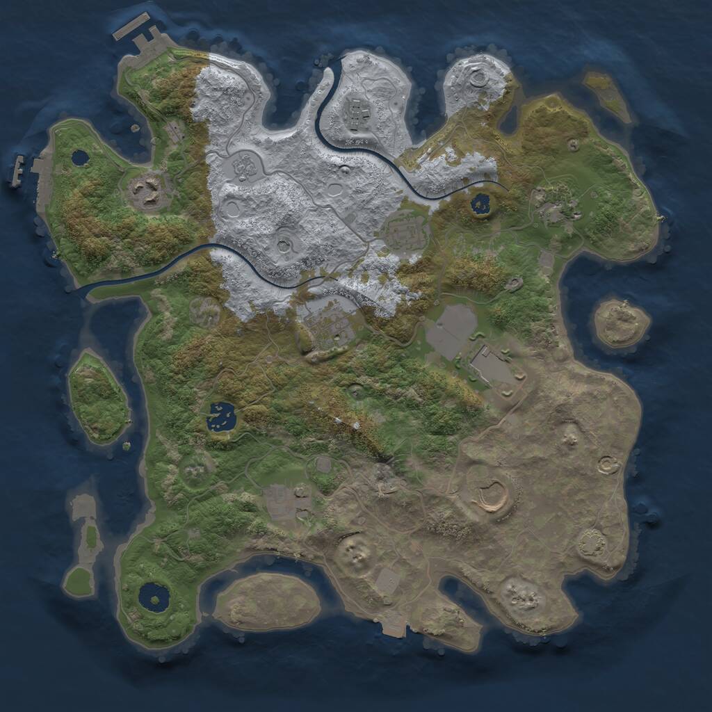 Rust Map: Procedural Map, Size: 3500, Seed: 261553486, 15 Monuments