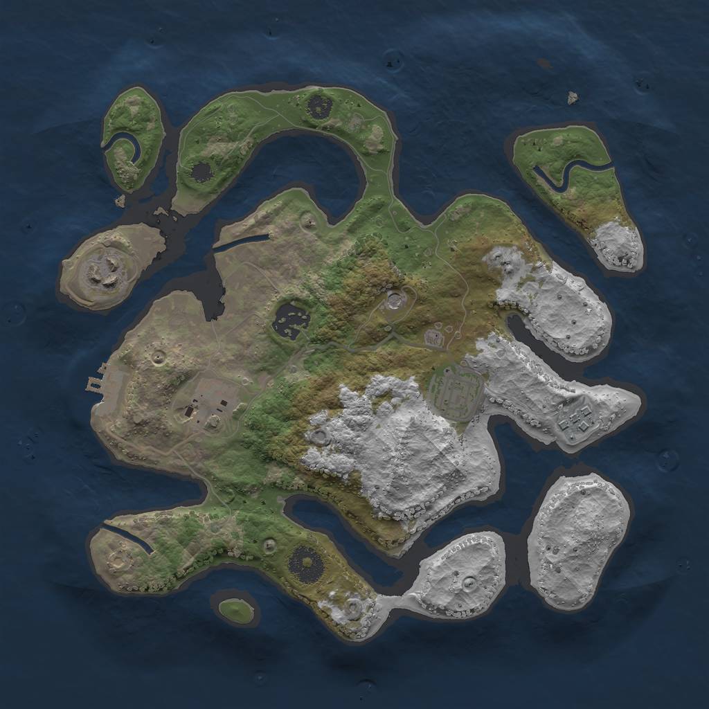 Rust Map: Procedural Map, Size: 3000, Seed: 4524637, 9 Monuments