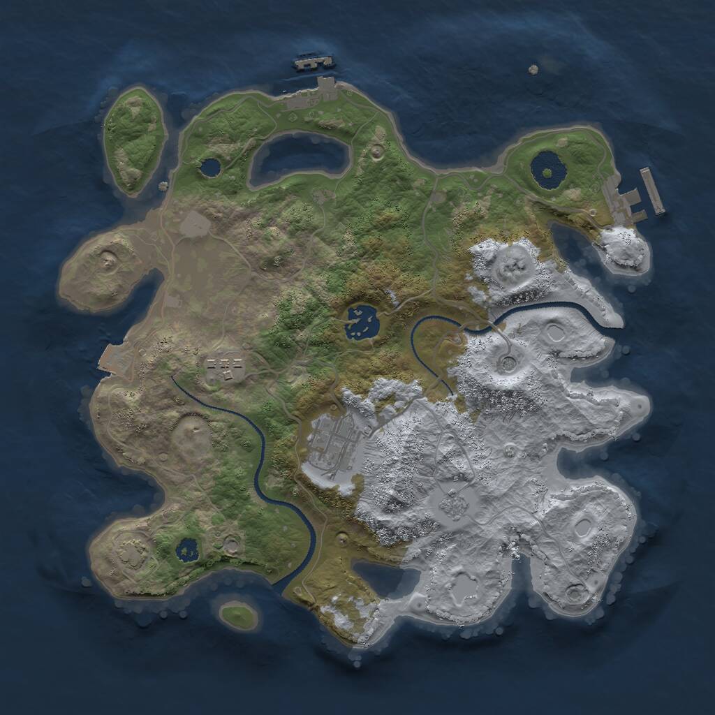 Rust Map: Procedural Map, Size: 3000, Seed: 4524637, 9 Monuments