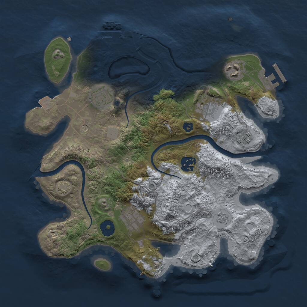 Rust Map: Procedural Map, Size: 3000, Seed: 4524637, 12 Monuments