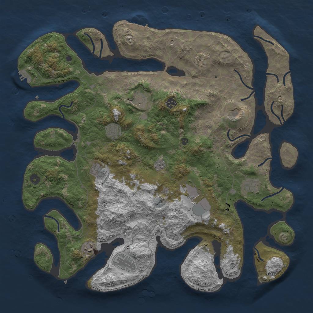 Rust Map: Procedural Map, Size: 4500, Seed: 465499735, 16 Monuments