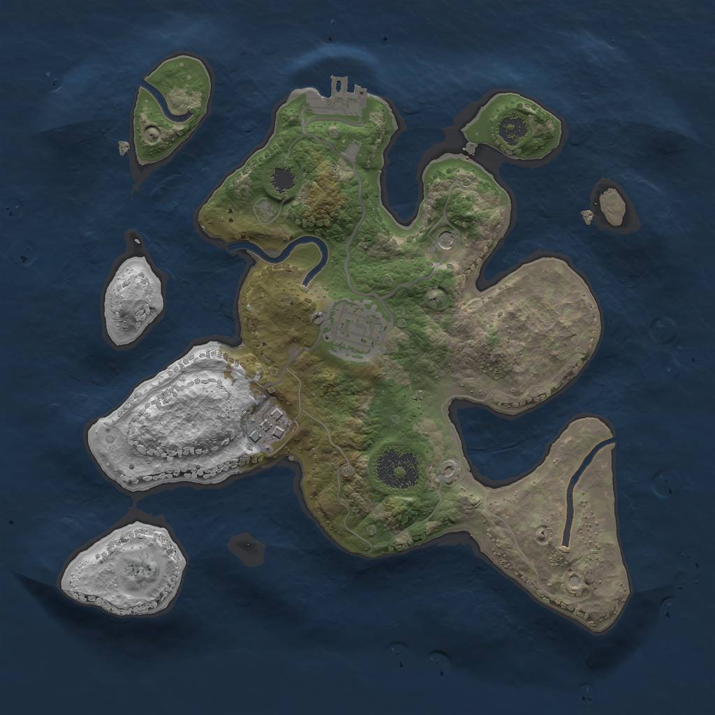 Rust Map: Procedural Map, Size: 2600, Seed: 1735914708, 6 Monuments