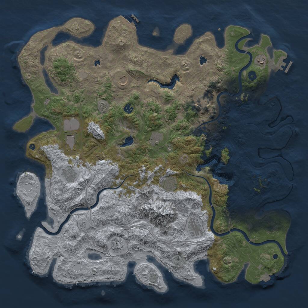 Rust Map: Procedural Map, Size: 5000, Seed: 1791173774, 17 Monuments