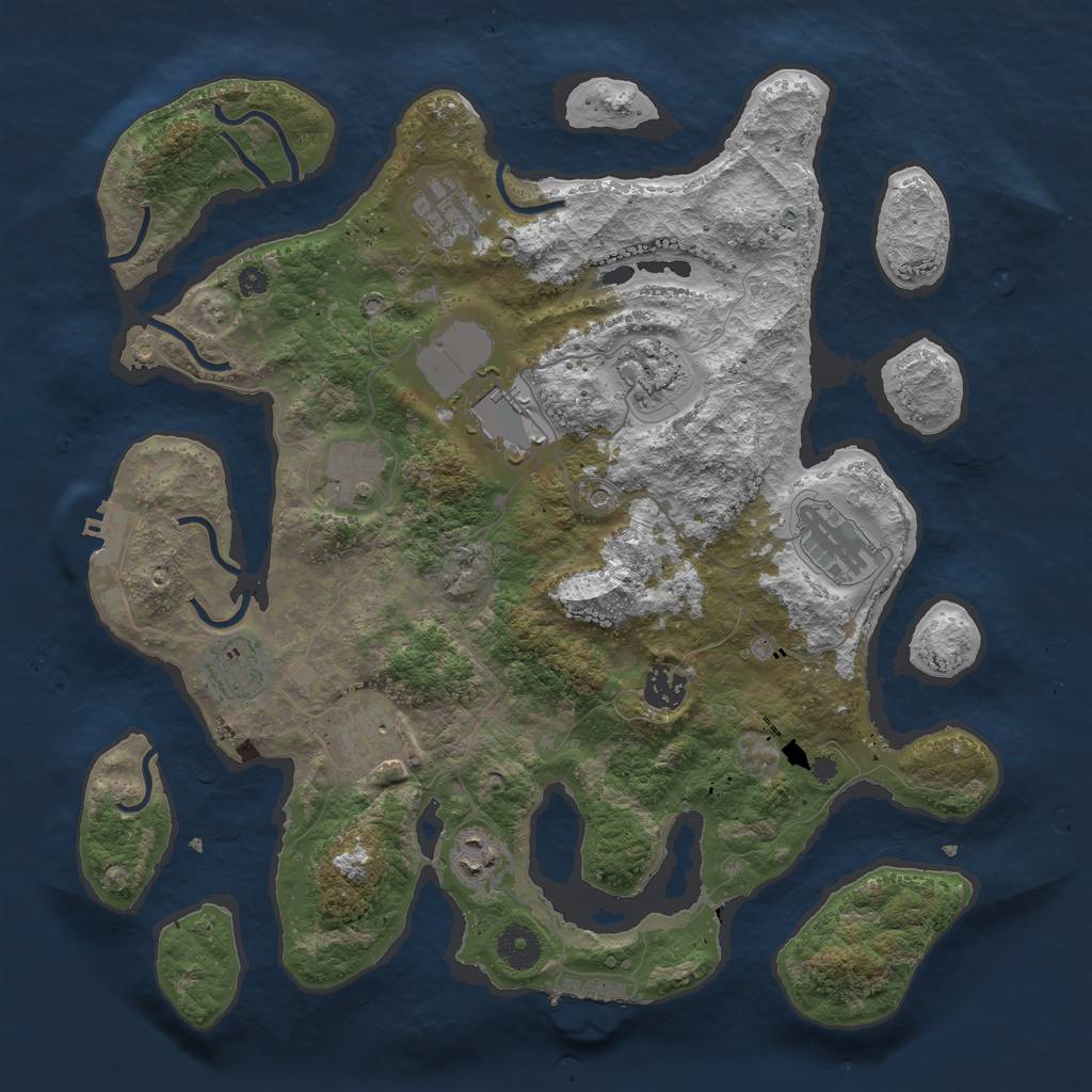 Rust Map: Procedural Map, Size: 3750, Seed: 1402561173, 14 Monuments