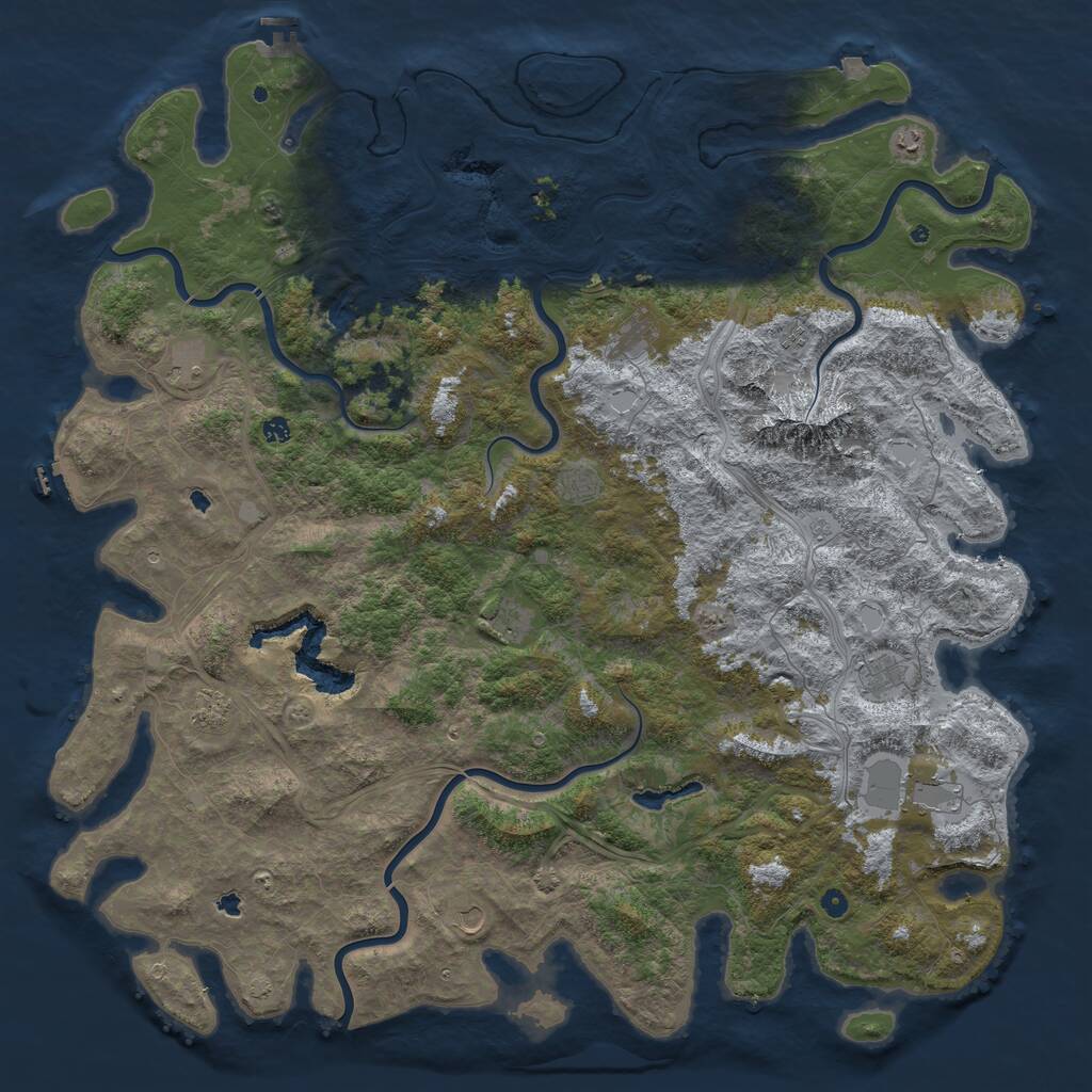 Rust Map: Procedural Map, Size: 6000, Seed: 107624429, 17 Monuments