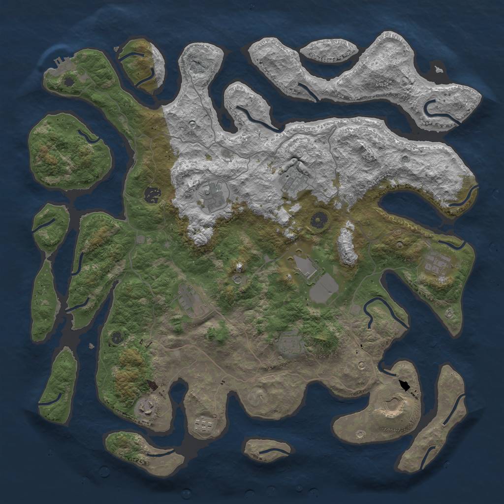 Rust Map: Procedural Map, Size: 4500, Seed: 6665, 14 Monuments