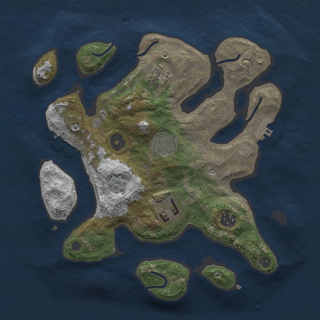 Rust Map: Procedural Map, Size: 3000, Seed: 420691337, 10 Monuments