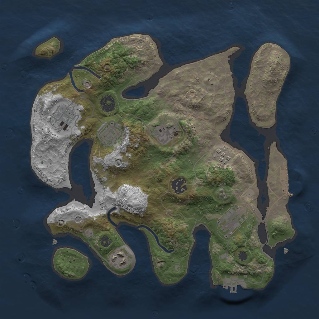 Rust Map: Procedural Map, Size: 3000, Seed: 2422858, 12 Monuments