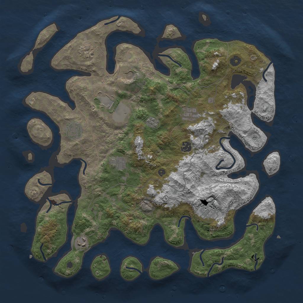 Rust Map: Procedural Map, Size: 4250, Seed: 296113, 13 Monuments