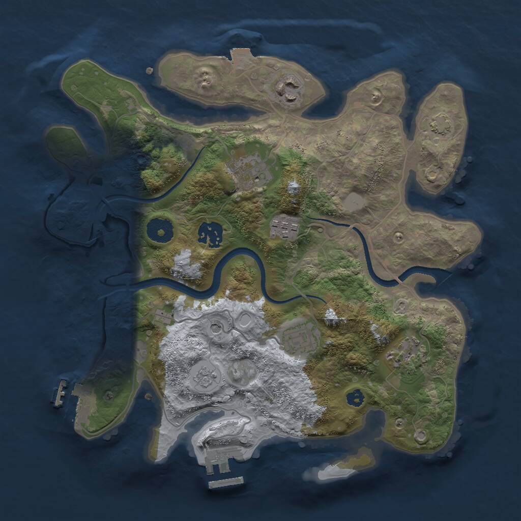 Rust Map: Procedural Map, Size: 3000, Seed: 372434, 12 Monuments