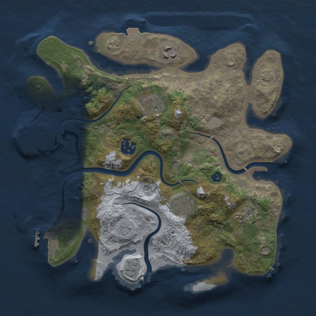 Rust Map: Procedural Map, Size: 3000, Seed: 372434, 12 Monuments