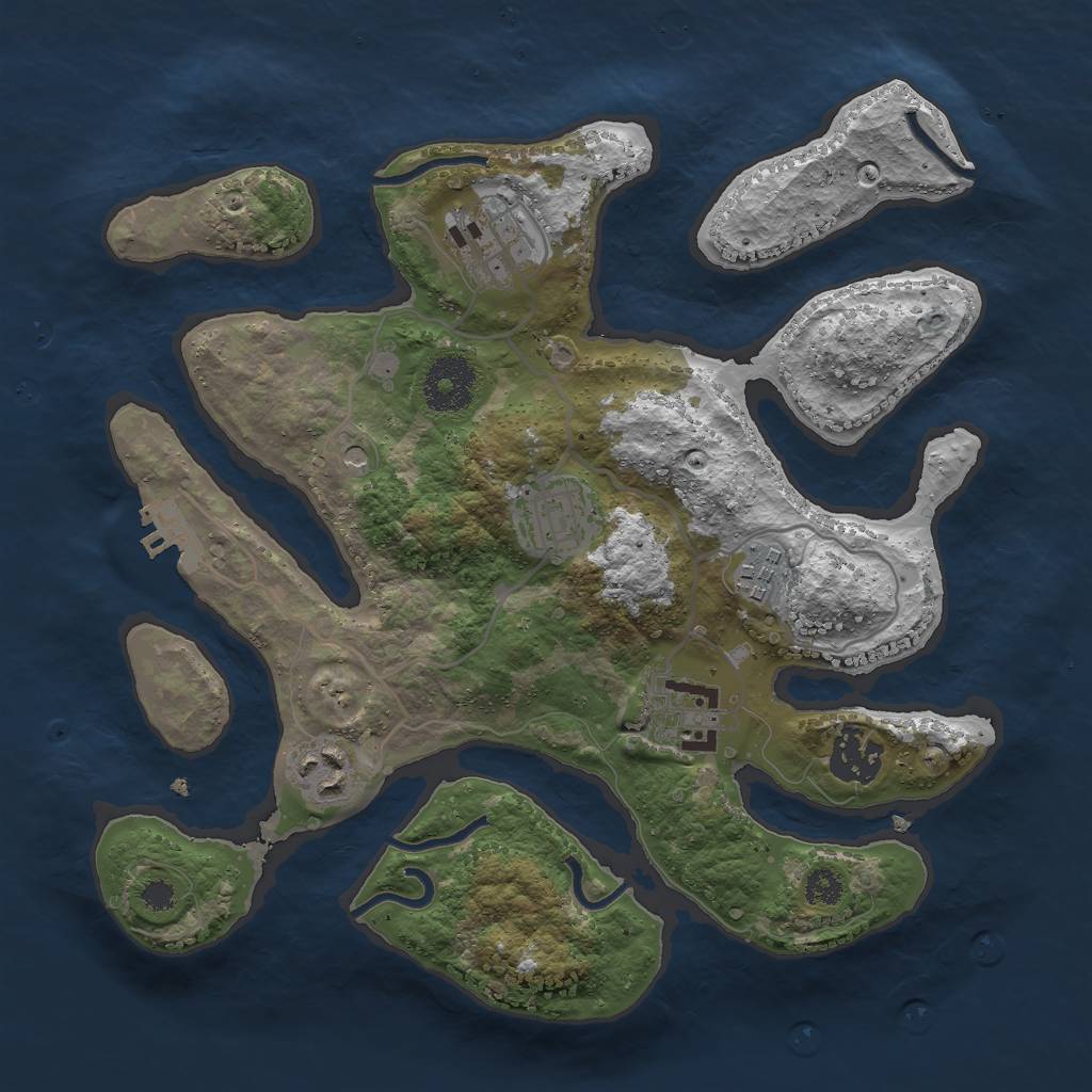 Rust Map: Procedural Map, Size: 3000, Seed: 4208008, 10 Monuments