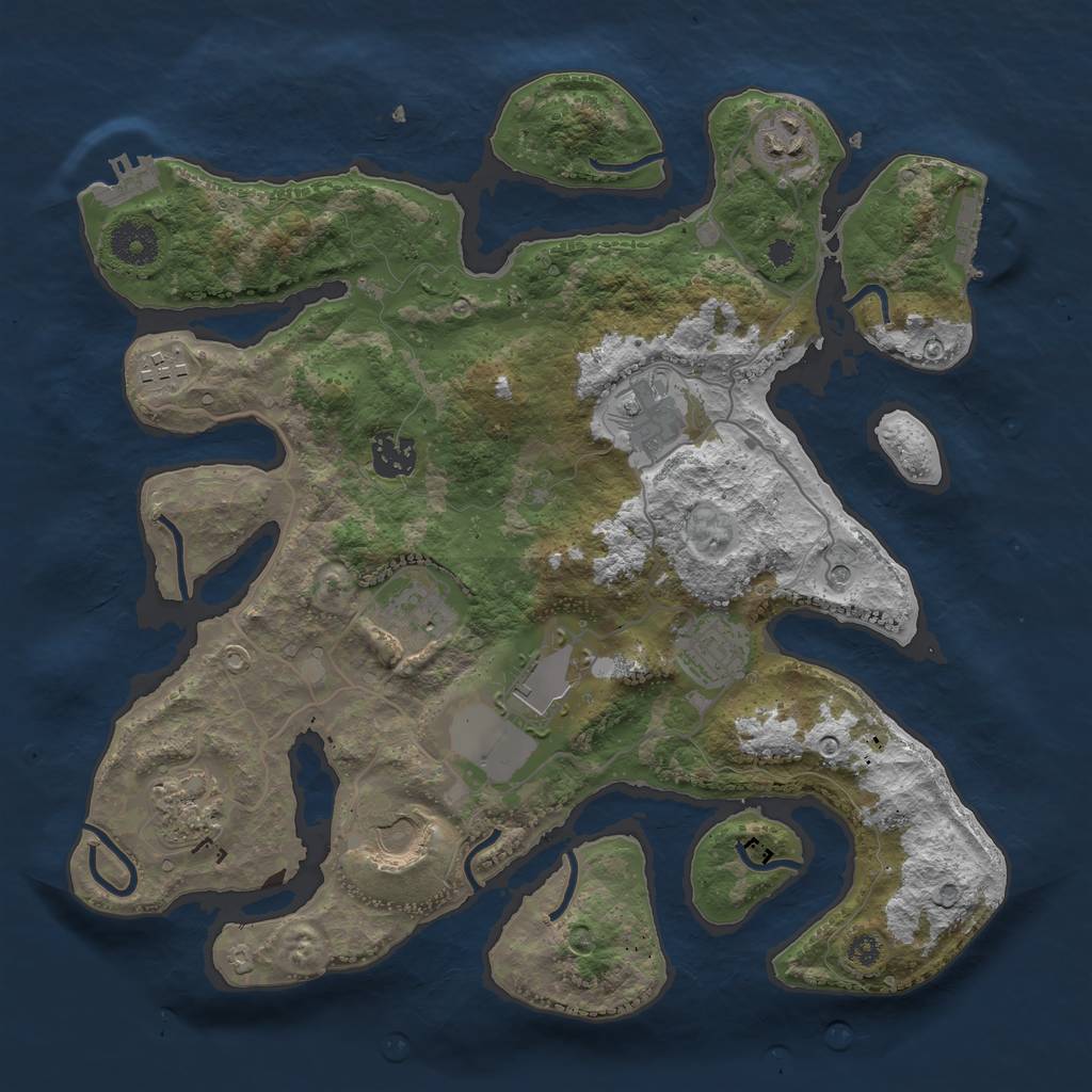 Rust Map: Procedural Map, Size: 3500, Seed: 76076012, 14 Monuments