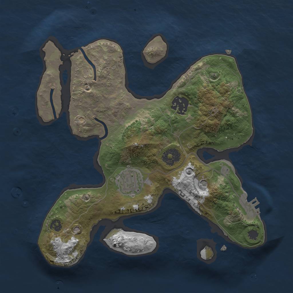 Rust Map: Procedural Map, Size: 2500, Seed: 840909, 6 Monuments