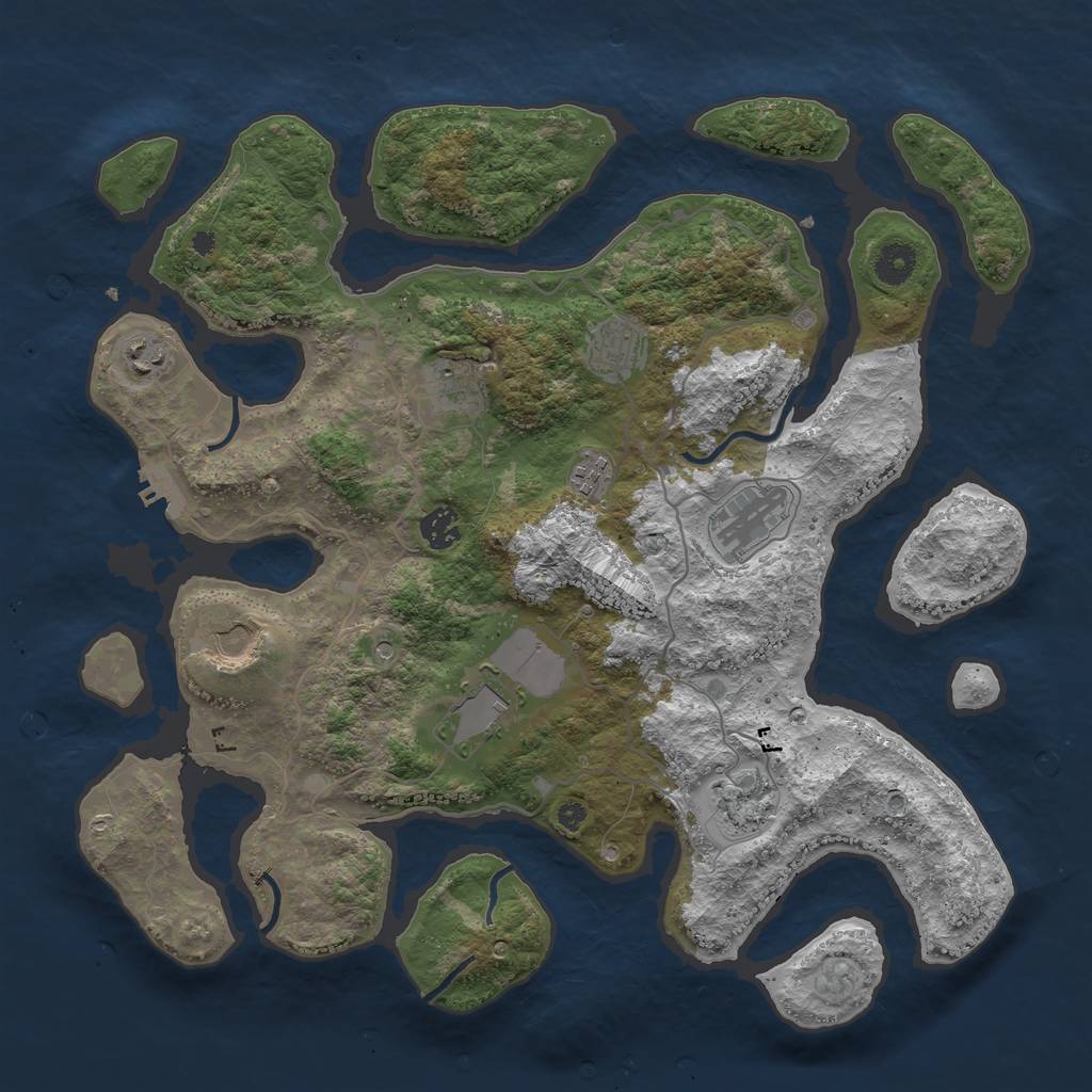 Rust Map: Procedural Map, Size: 4000, Seed: 1926, 13 Monuments