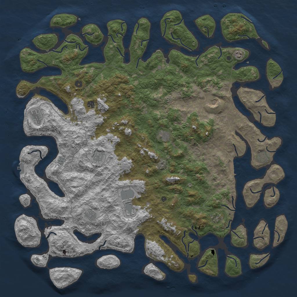 Rust Map: Procedural Map, Size: 6000, Seed: 28905457, 16 Monuments