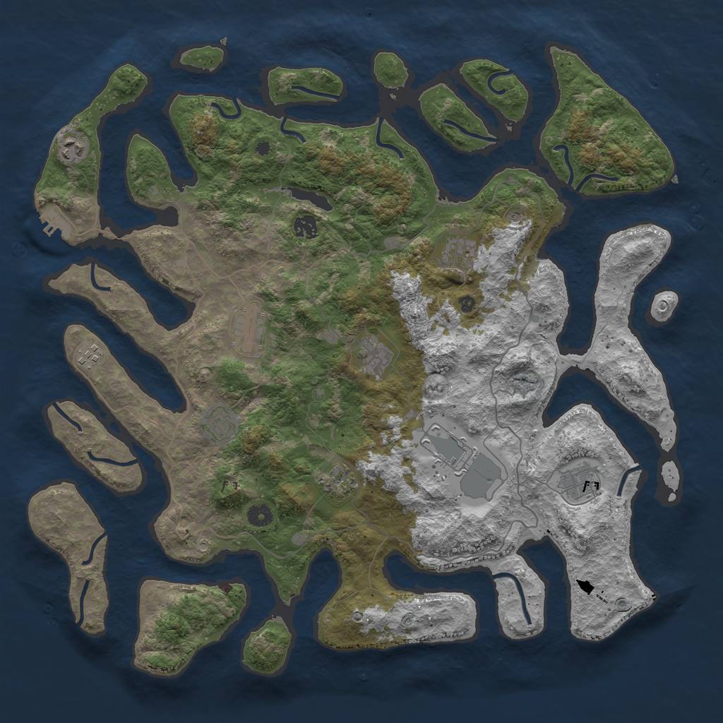 Rust Map: Procedural Map, Size: 4500, Seed: 437095534, 14 Monuments