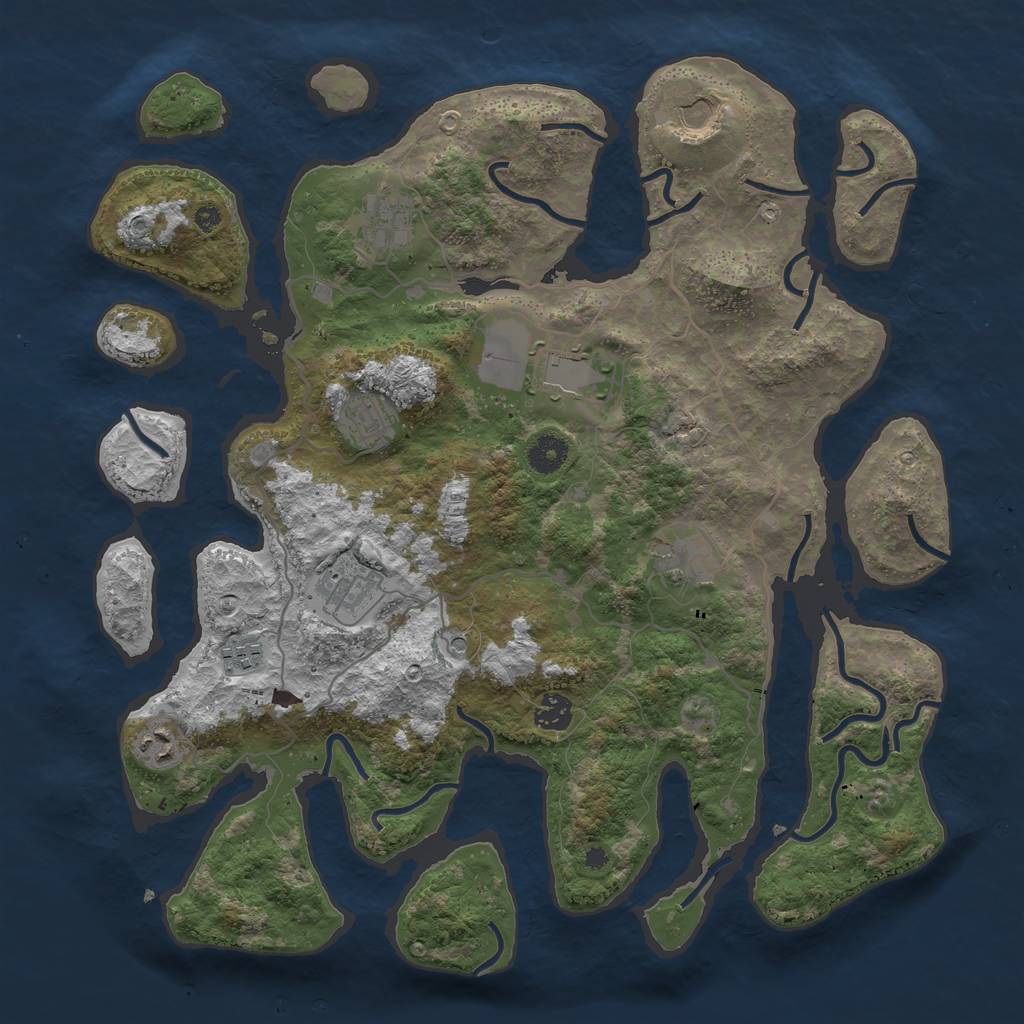 Rust Map: Procedural Map, Size: 4000, Seed: 123454695, 12 Monuments