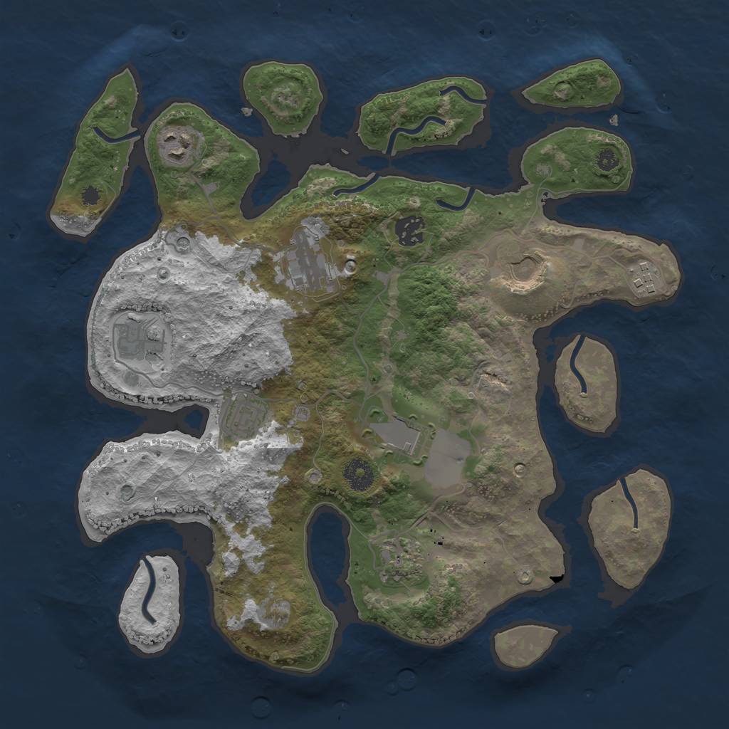 Rust Map: Procedural Map, Size: 3500, Seed: 1048990582, 12 Monuments