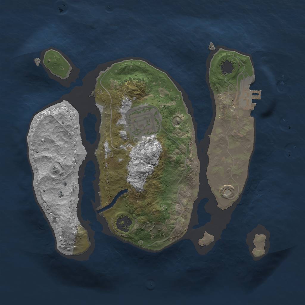 Rust Map: Procedural Map, Size: 2000, Seed: 4567, 4 Monuments