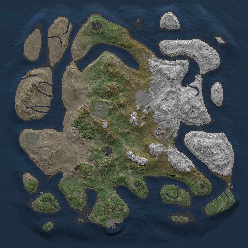 Rust Map: Procedural Map, Size: 4000, Seed: 55816397, 10 Monuments