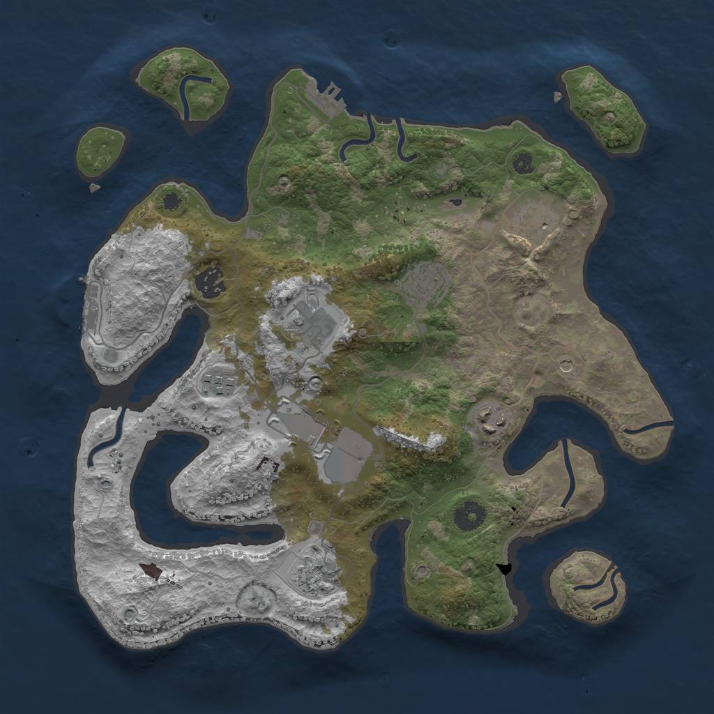 Rust Map: Procedural Map, Size: 3500, Seed: 26438215, 13 Monuments