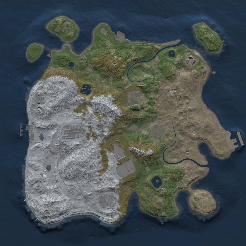 Rust Map: Procedural Map, Size: 3500, Seed: 26438215, 14 Monuments