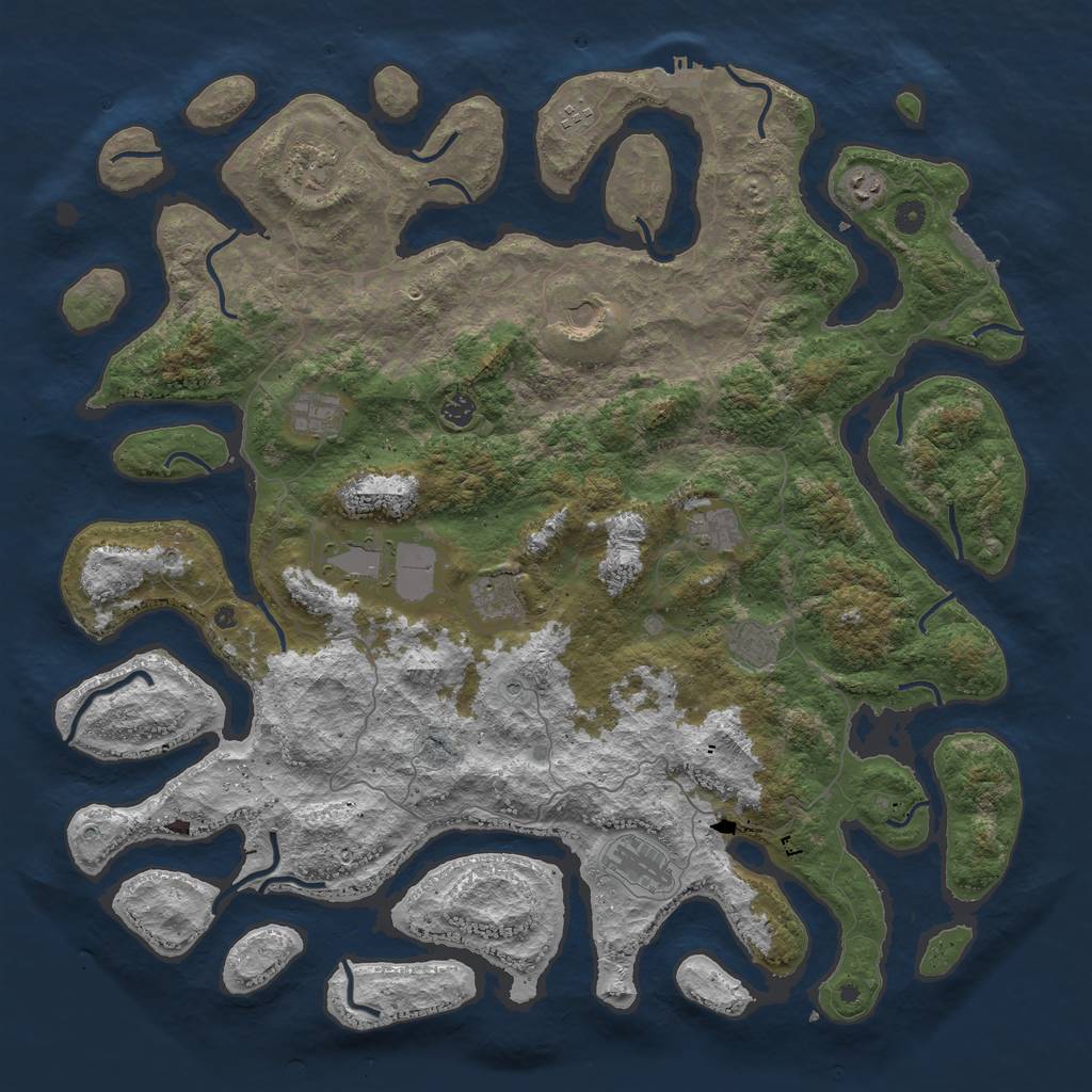 Rust Map: Procedural Map, Size: 5000, Seed: 361, 16 Monuments