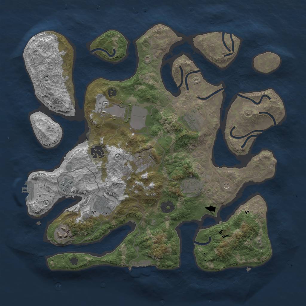 Rust Map: Procedural Map, Size: 3500, Seed: 943057004, 13 Monuments