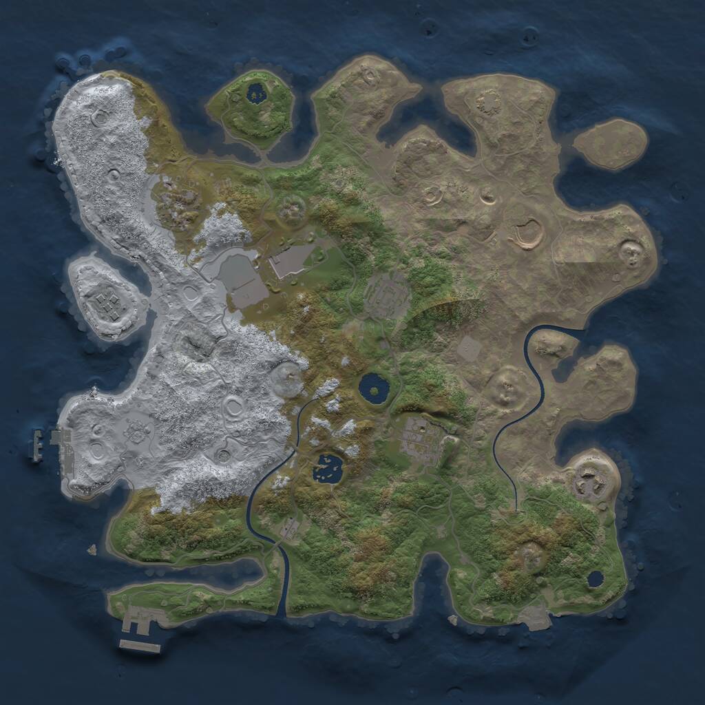 Rust Map: Procedural Map, Size: 3500, Seed: 943057004, 14 Monuments