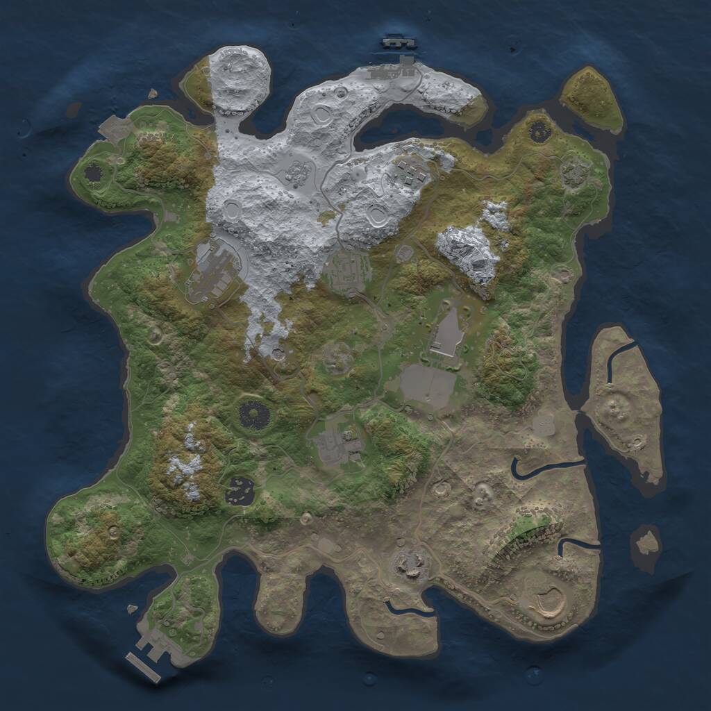 Rust Map: Procedural Map, Size: 3500, Seed: 4284952, 14 Monuments