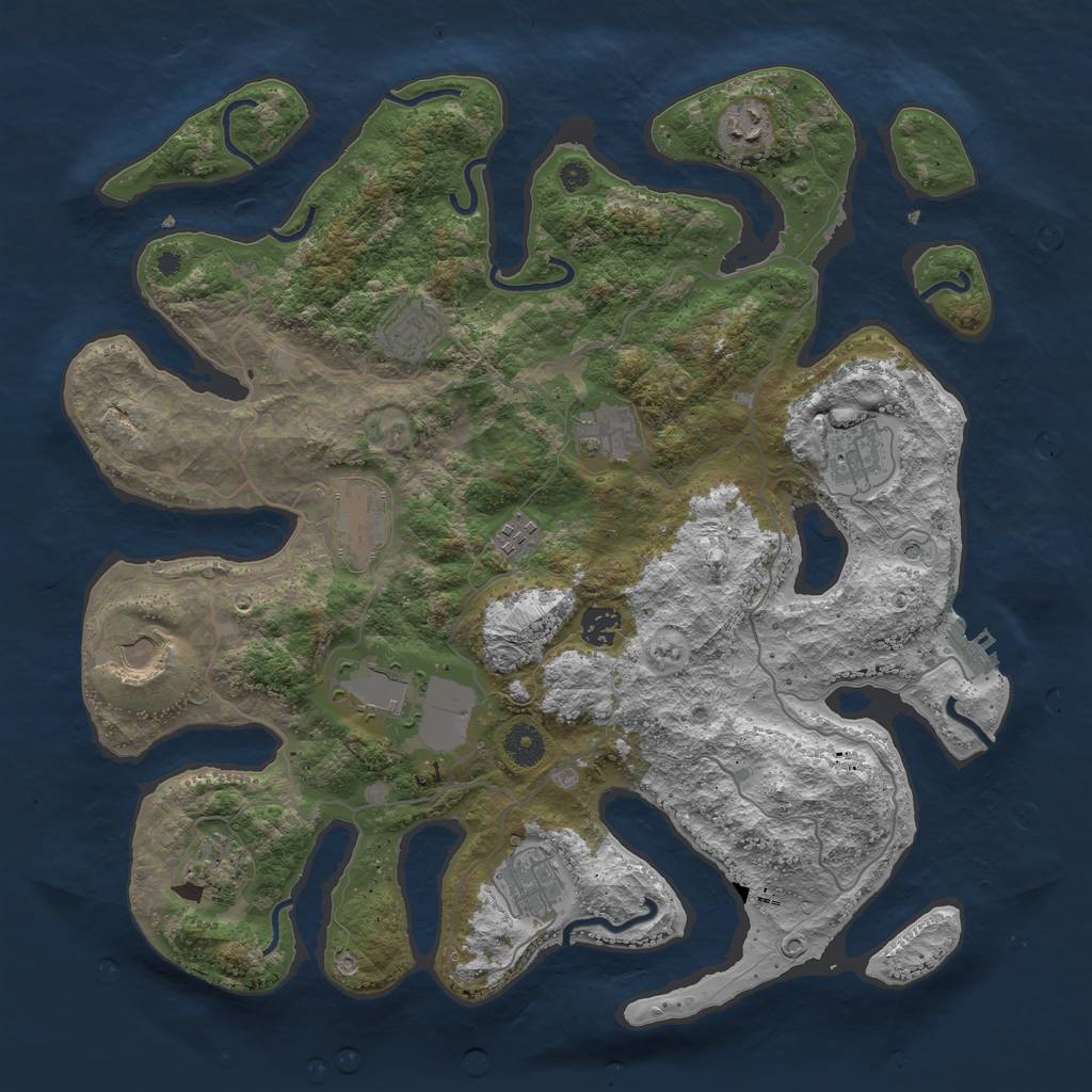 Rust Map: Procedural Map, Size: 4000, Seed: 71610244, 15 Monuments