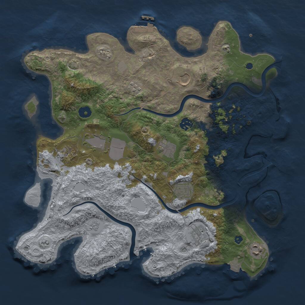 Rust Map: Procedural Map, Size: 3750, Seed: 1838534725, 15 Monuments
