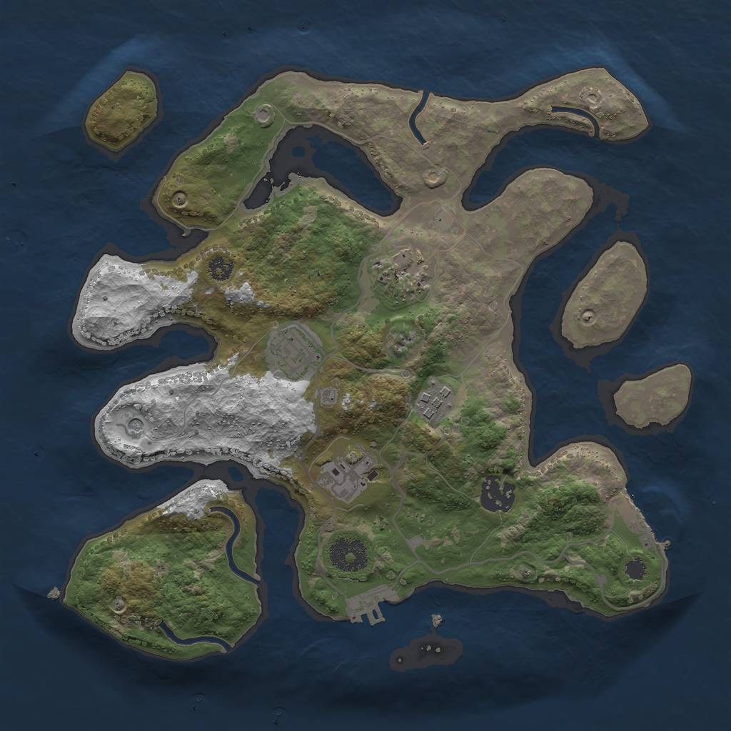 Rust Map: Procedural Map, Size: 3000, Seed: 1452684954, 10 Monuments