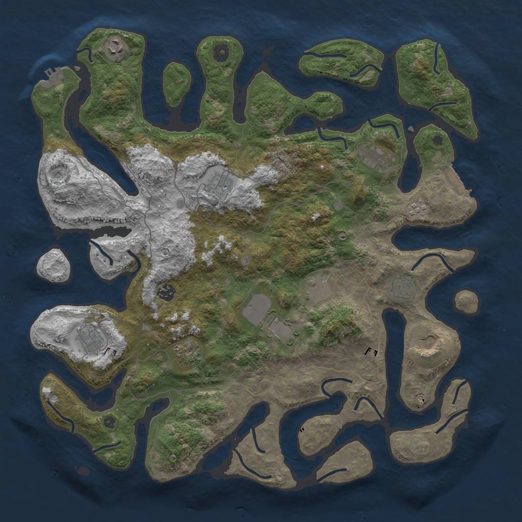 Rust Map: Procedural Map, Size: 4500, Seed: 63863843, 16 Monuments