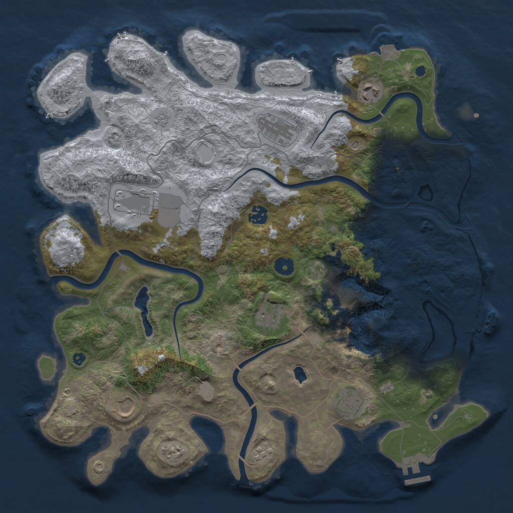 Rust Map: Procedural Map, Size: 4000, Seed: 7356, 14 Monuments