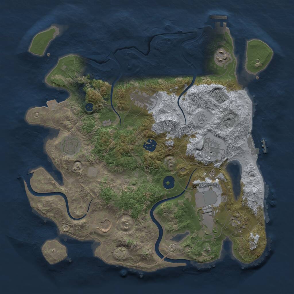 Rust Map: Procedural Map, Size: 3500, Seed: 240850, 15 Monuments