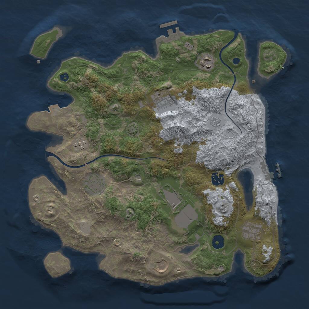 Rust Map: Procedural Map, Size: 3500, Seed: 240850, 14 Monuments