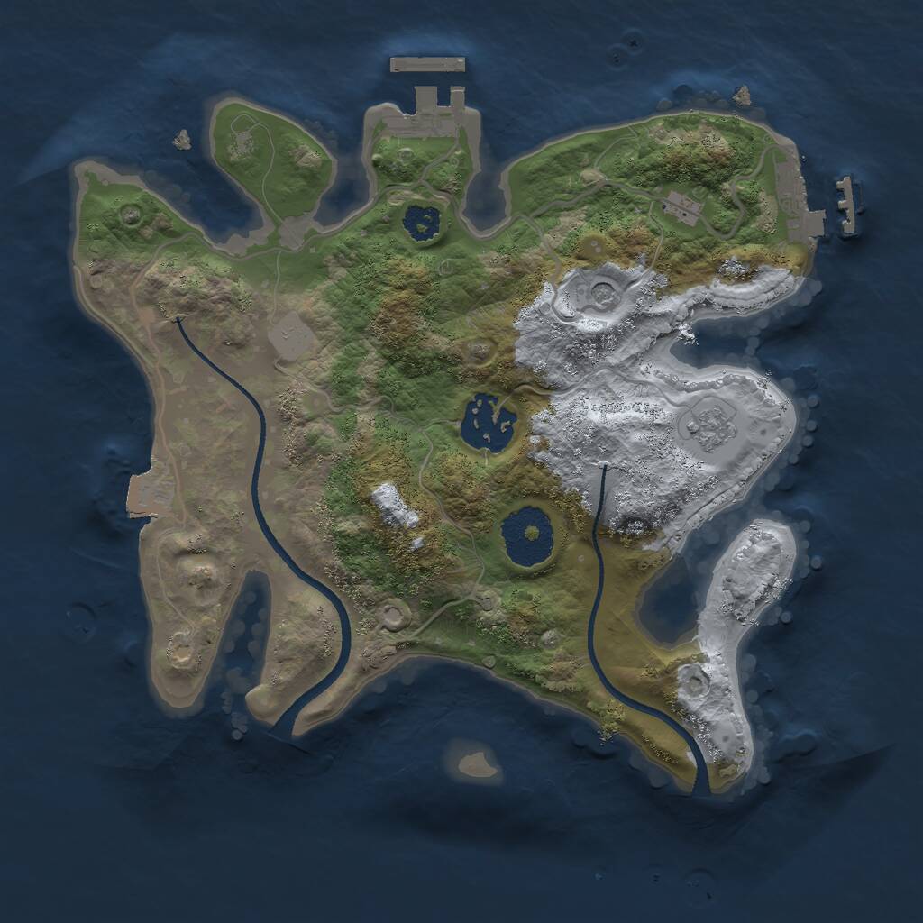 Rust Map: Procedural Map, Size: 2500, Seed: 545452, 6 Monuments