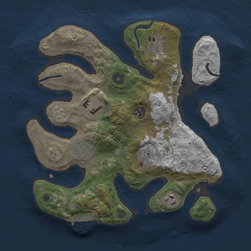 Rust Map: Procedural Map, Size: 3000, Seed: 1024267773, 11 Monuments