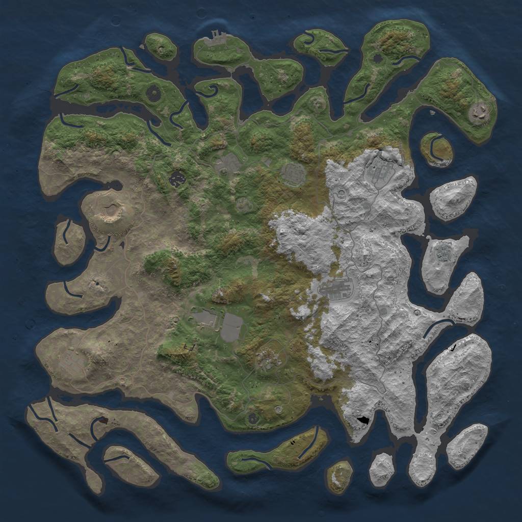 Rust Map: Procedural Map, Size: 5000, Seed: 1283070821, 15 Monuments