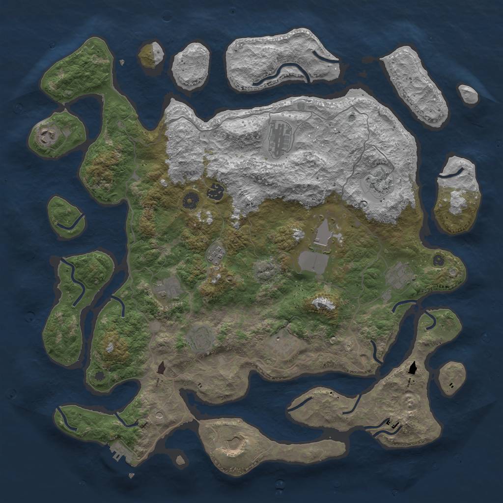 Rust Map: Procedural Map, Size: 4500, Seed: 1232345, 15 Monuments
