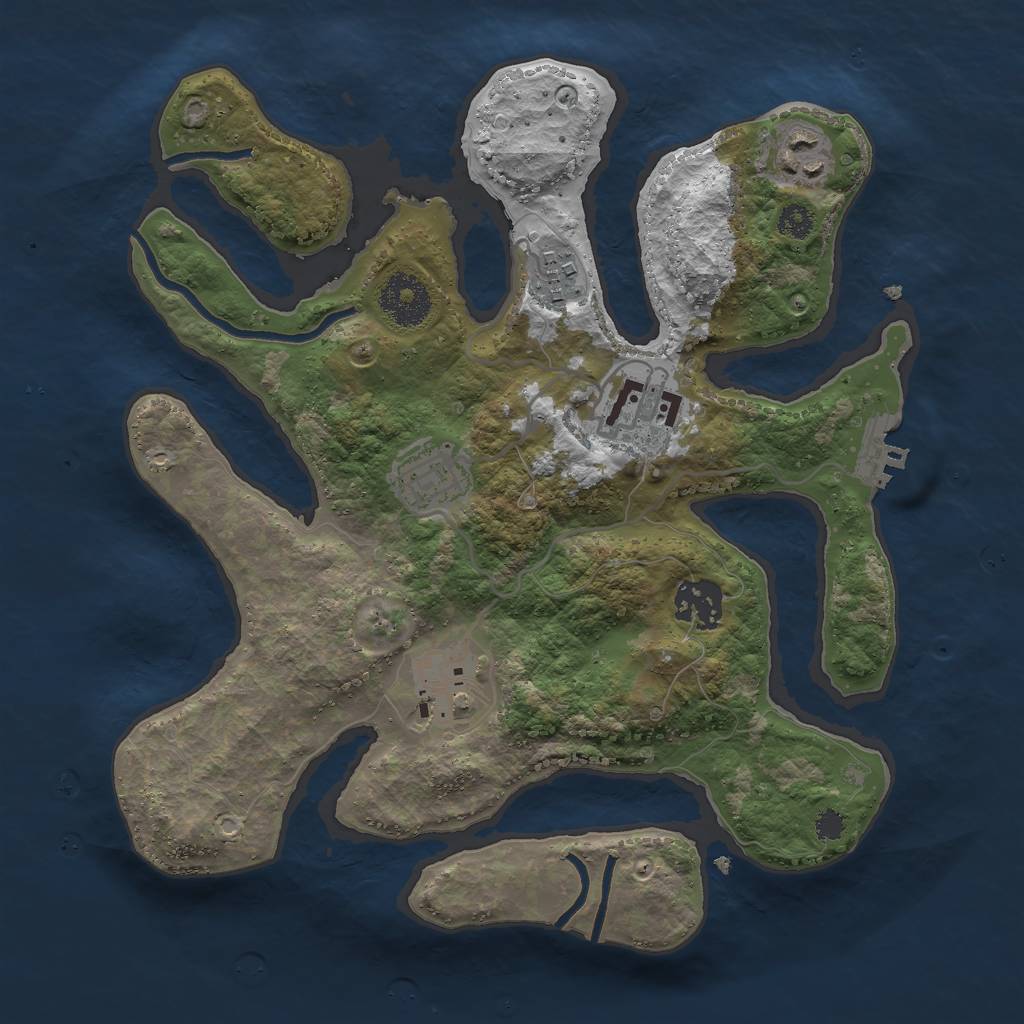 Rust Map: Procedural Map, Size: 3000, Seed: 2331116, 9 Monuments