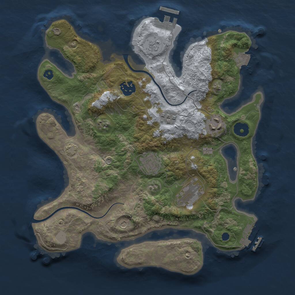 Rust Map: Procedural Map, Size: 3000, Seed: 2331116, 11 Monuments