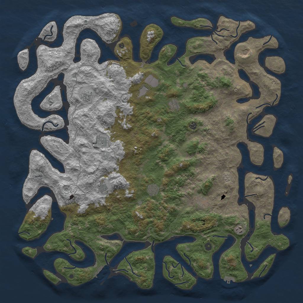 Rust Map: Procedural Map, Size: 6000, Seed: 600000, 16 Monuments