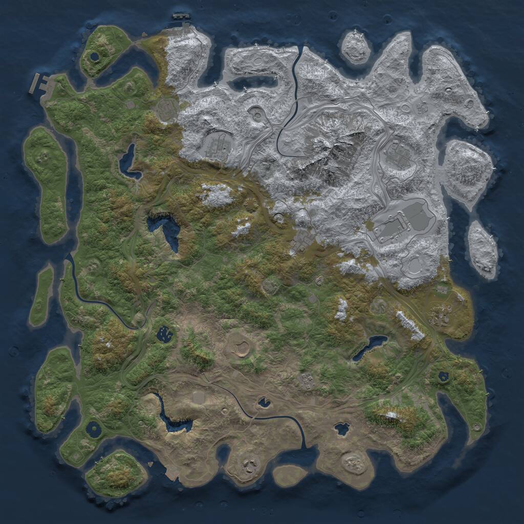 Rust Map: Procedural Map, Size: 5000, Seed: 142062926, 16 Monuments