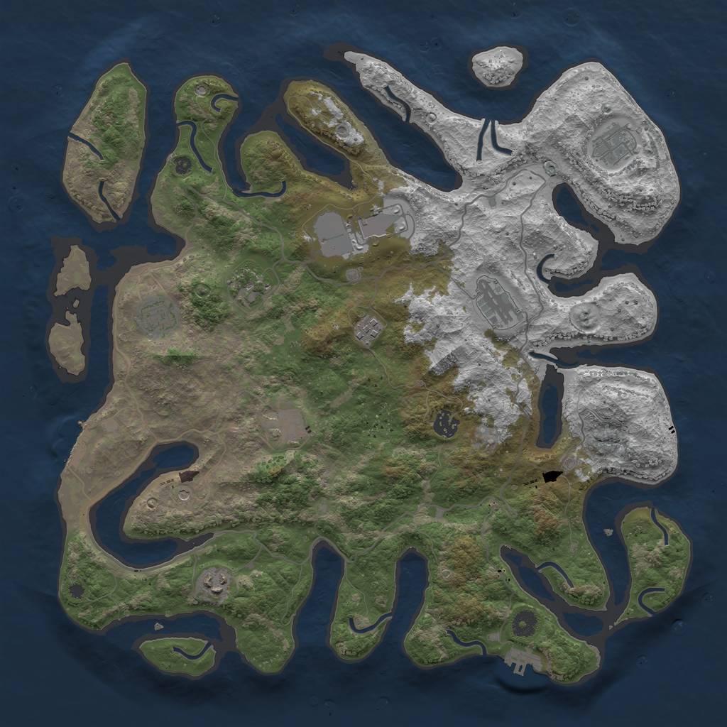 Rust Map: Procedural Map, Size: 4250, Seed: 896710, 14 Monuments