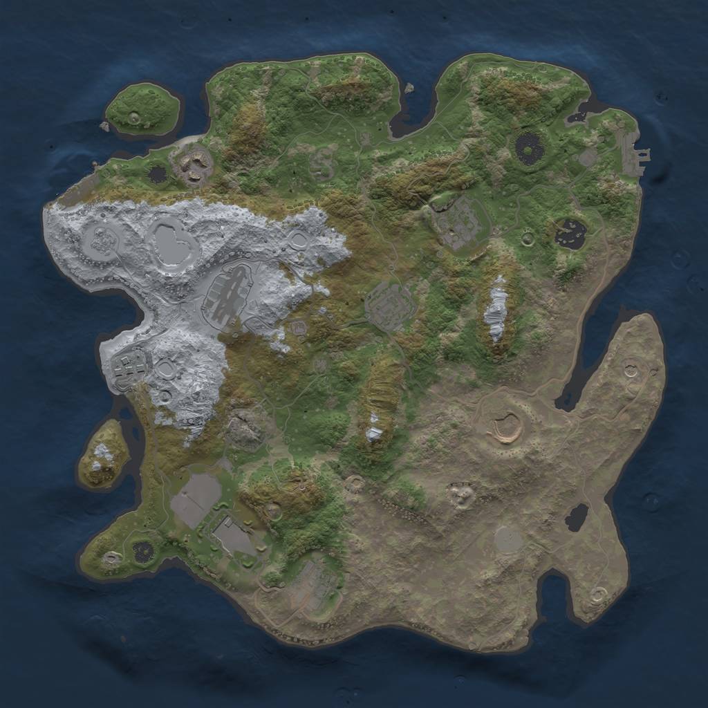 Rust Map: Procedural Map, Size: 3500, Seed: 547809620, 16 Monuments